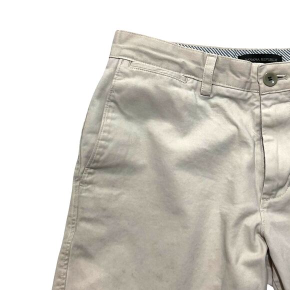 Banana Republic Men's Basic Short 30 Beige Cotton Chino Flat Front Casual Preppy - Picture 6 of 8